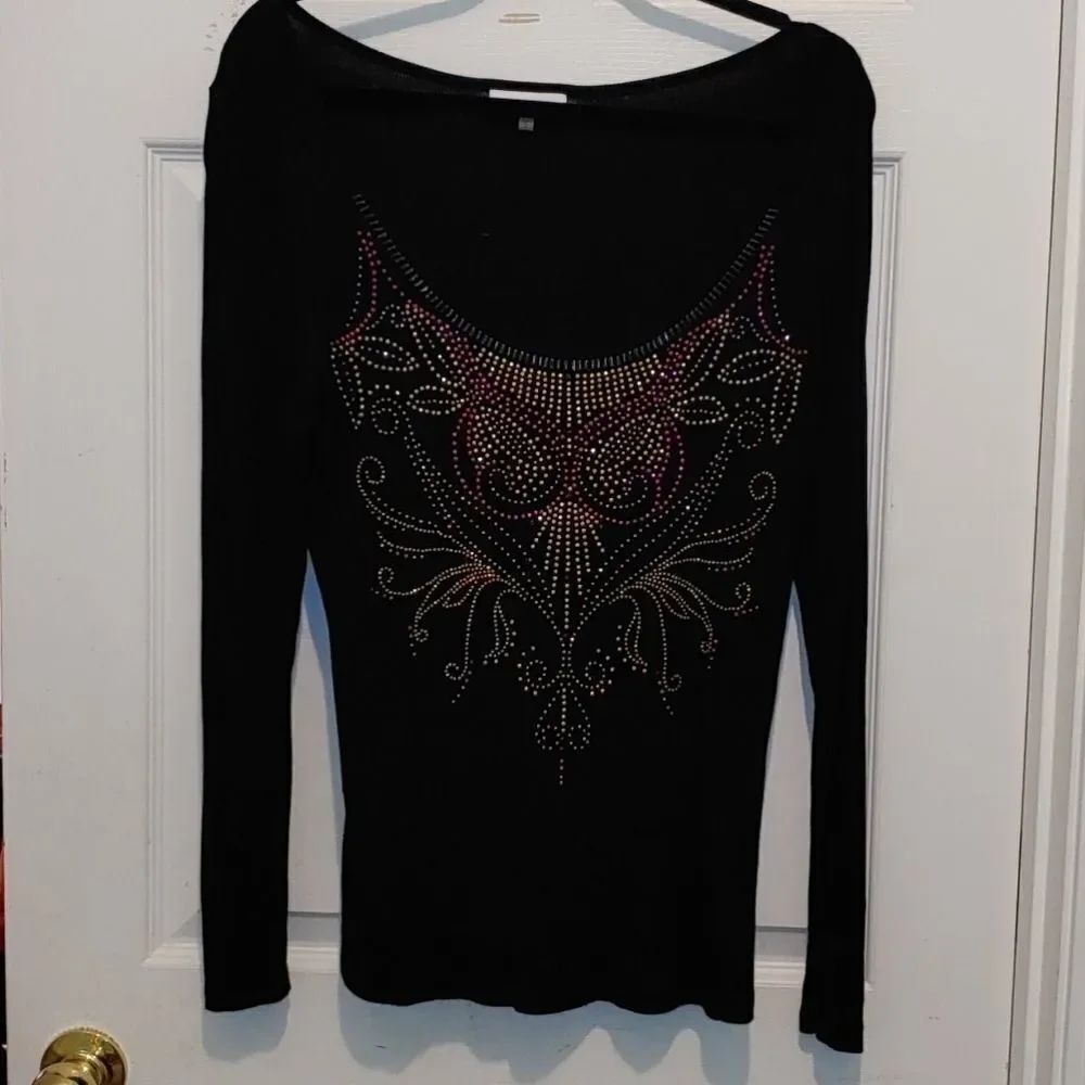 Calvin Klein studded design long sleeve topSz L
